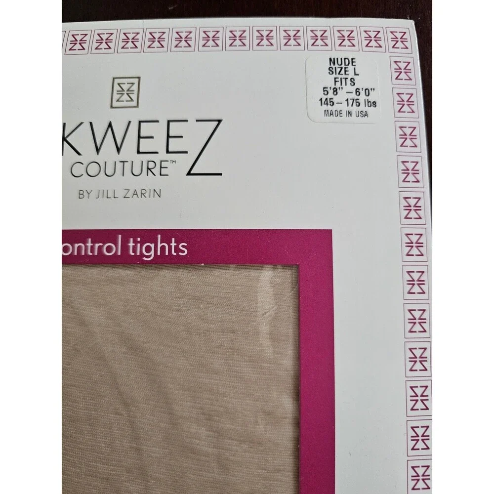 Skweez Couture Jill Zarin Control Top Tights Nude Size L Light Support Leg NIP